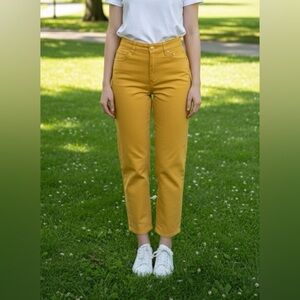 Vintage Mondi High Waisted Yellow Pants with Gold Button Details